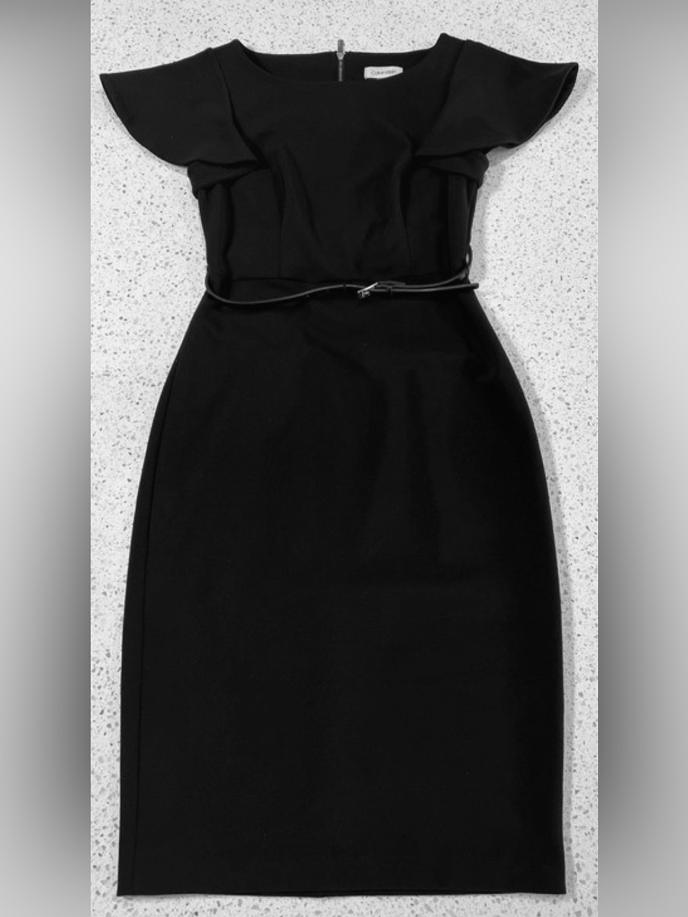Classic Black Sheath Dress with Flutter Sleeves